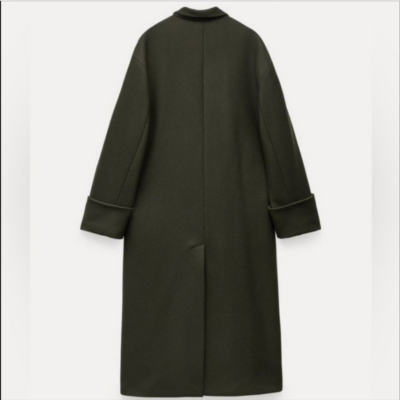 ZARA KHAKI MANTECO WOOL SCARF COAT size XS/S - Picture 12 of 17